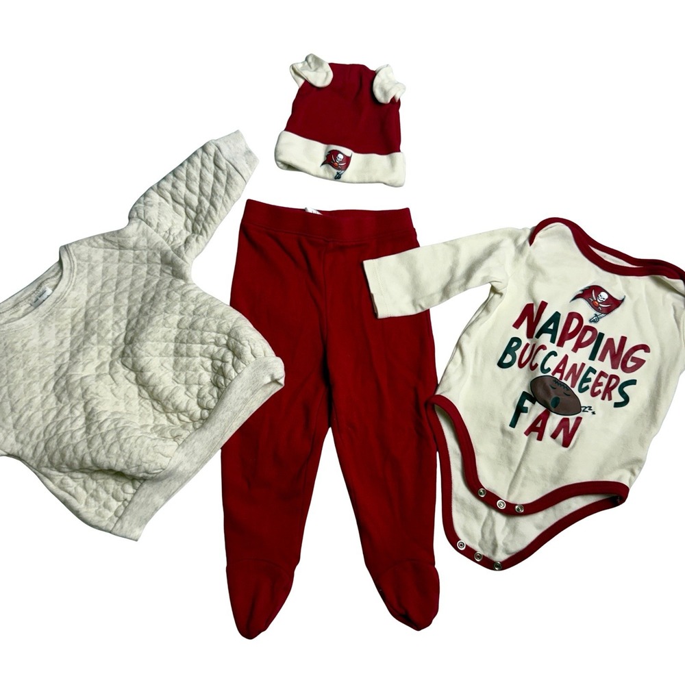 Tampa Bay Buccaneers NFL Baby 3-6M Outfit Carter's Sweatshirt 4 Pc Bundle